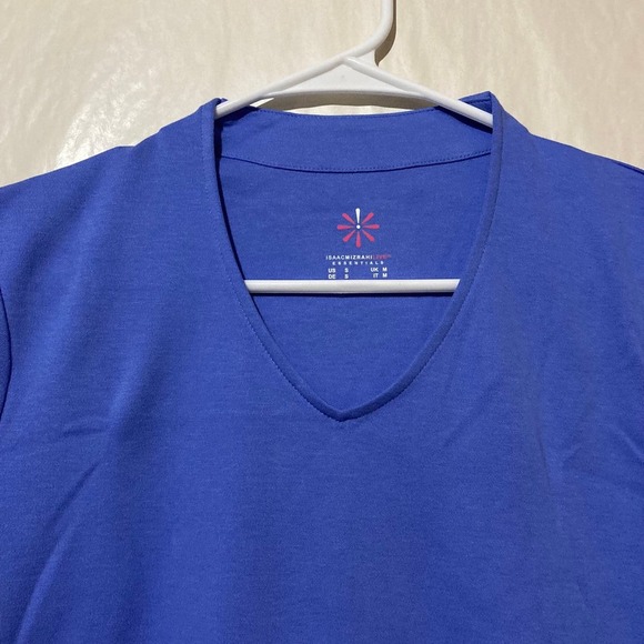 Isaac Mizrahi Live! Small Short Sleeve Blue 100% Cotton Tunic Top - Picture 3 of 6